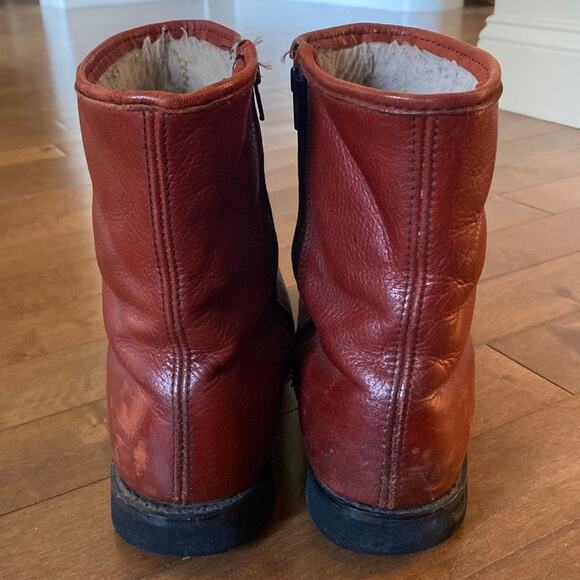 Vintage Dexter Brown Cognac Distressed Fleece-Lined Boot Men's size 9 - Picture 7 of 12